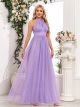 Robe de bal de Finissants Longue Licou Parme Tulle Brillante